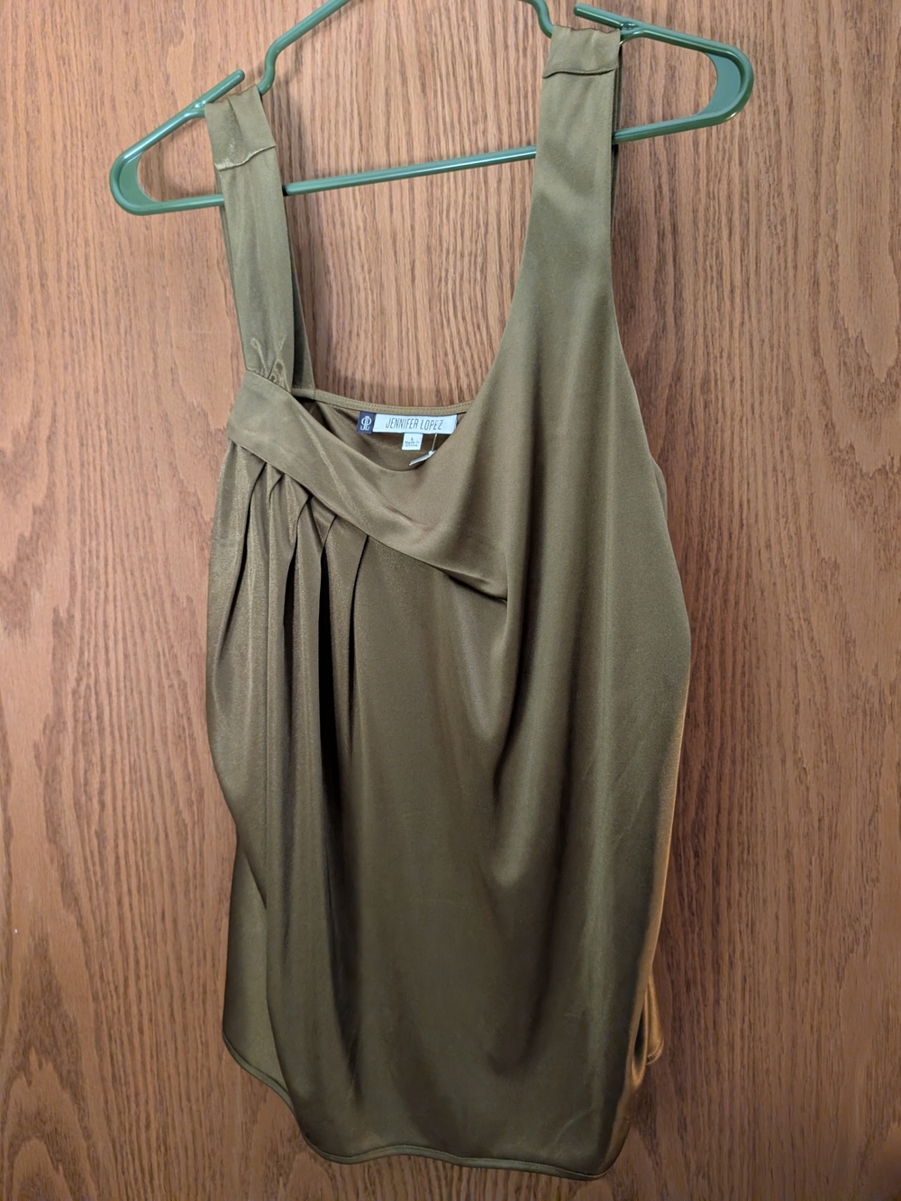 Jennifer Lopez Olive Draped Polyester Tank